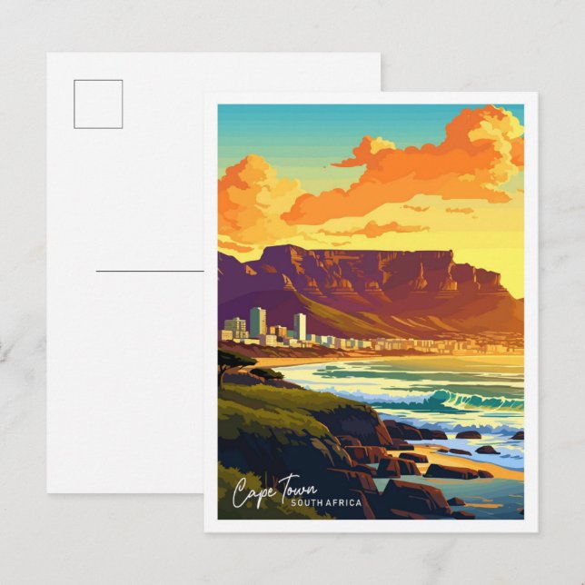Cape Town South Africa travel Vintage illustration Postcard (Front/Back)