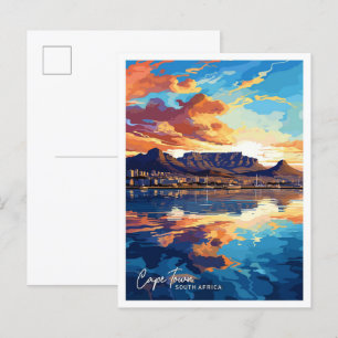 Cape Town South Africa Travel Vintage Illustration Postcard