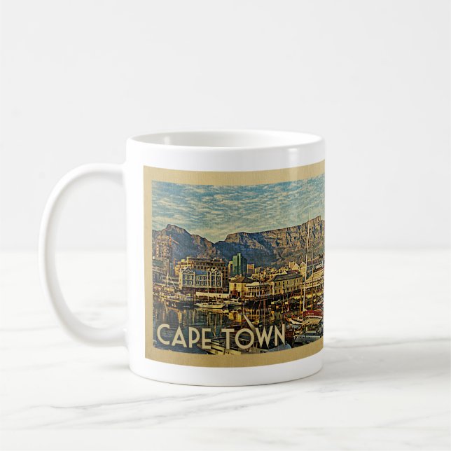 Cape Town South Africa Vintage Travel Coffee Mug (Left)