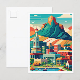 Cape Town South Africa Vintage Travel Illustration Postcard