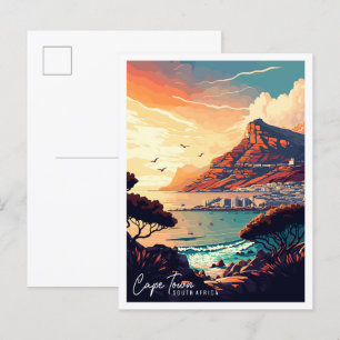Cape Town South Africa vintage travel illustration Postcard
