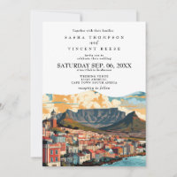 Cape Town South Africa Wedding Invitation Retro