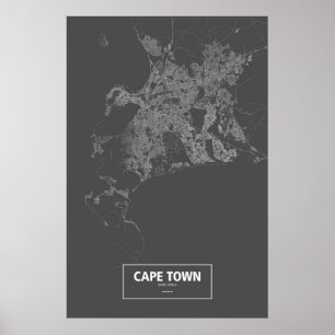 Cape Town, South Africa (white on black) Poster