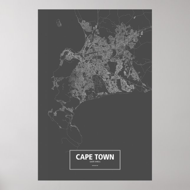 Cape Town, South Africa (white on black) Poster (Front)
