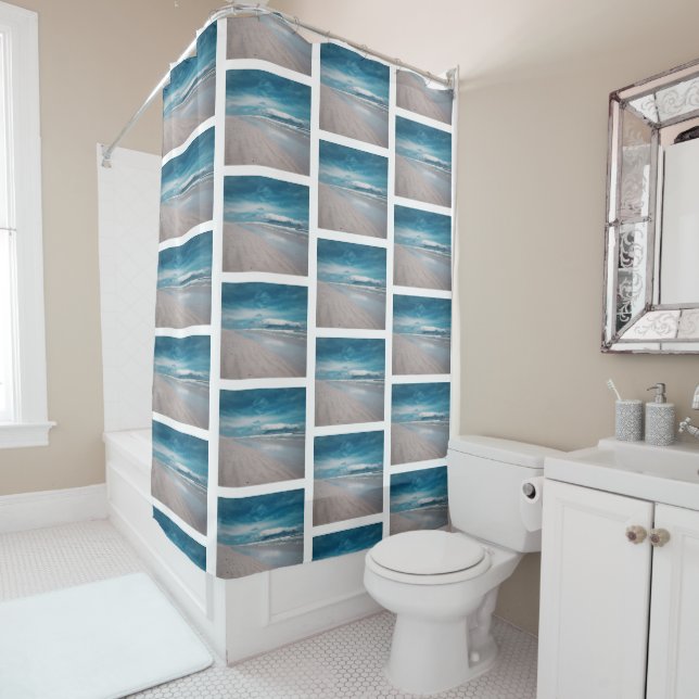 Cape Town Table Mountain Beach Ocean View Shower Curtain (In Situ)
