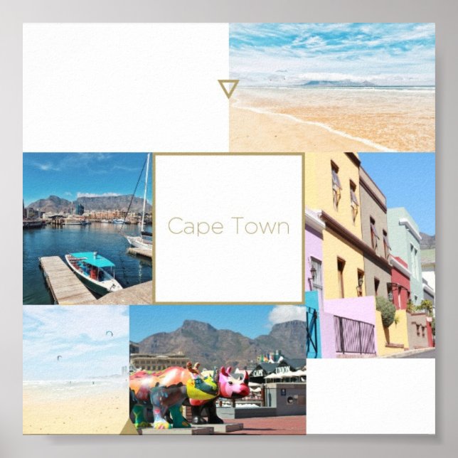 Cape Town Table Mountain Collage Pastel Poster (Front)