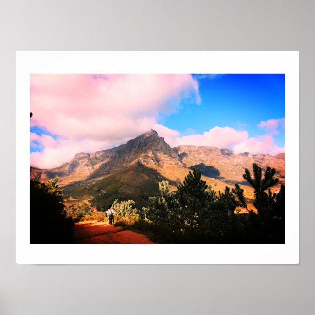 Cape Town Table Mountain Hikers Hiking View Poster (Front)