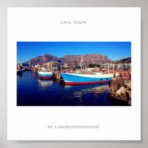 Cape Town Table Mountain Marina Harbor Boat Poster