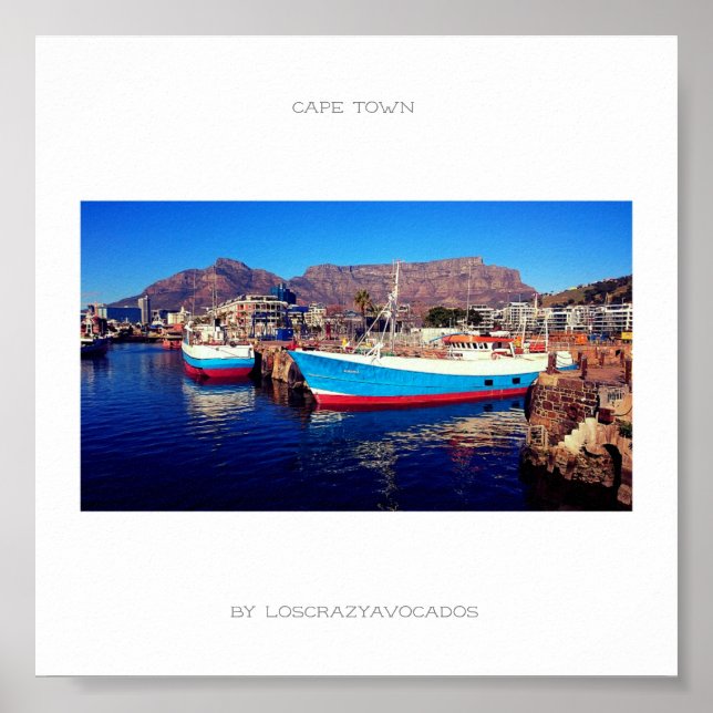 Cape Town Table Mountain Marina Harbor Boat Poster (Front)