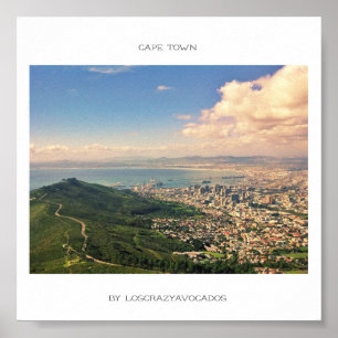 Cape Town Table Mountain Ocean Harbor View Poster