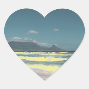 Cape Town Table Mountain Ocean Heart Sticker