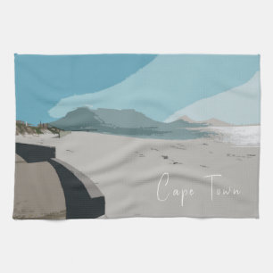 Cape Town Table Mountain Ocean Sketch Tea Towel