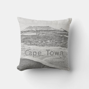 Cape Town Table Mountain Ocean Waves Beach Cushion