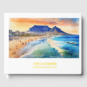 Cape Town Table Mountain watercolor travel wedding Guest Book