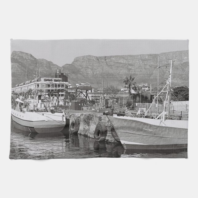 Cape Town Waterfront Table Mountain South Africa Tea Towel (Horizontal)