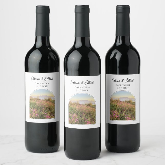 Cape Town Wedding Favour Personalised Wine Label (Bottles)