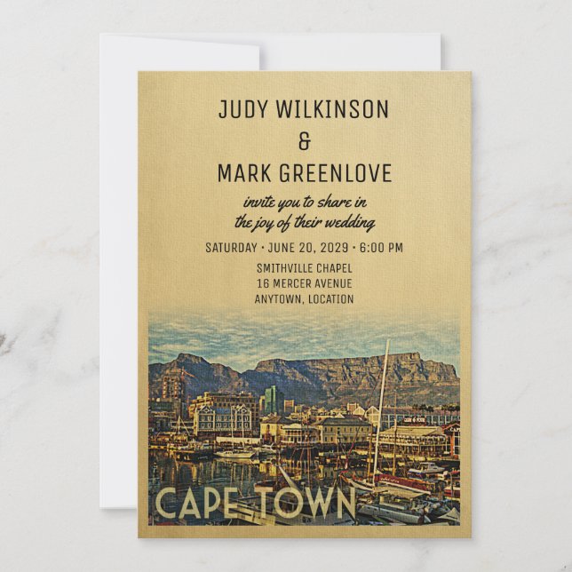 Cape Town Wedding Invitation South Africa (Front)