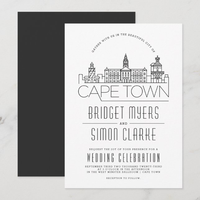 Cape Town Wedding | Skyline Invitation (Front/Back)