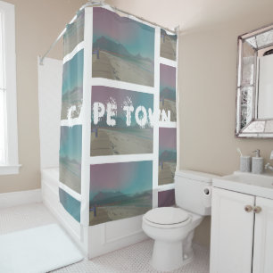 Cape Town ZA Table Mountain Ocean Beach Shower Curtain