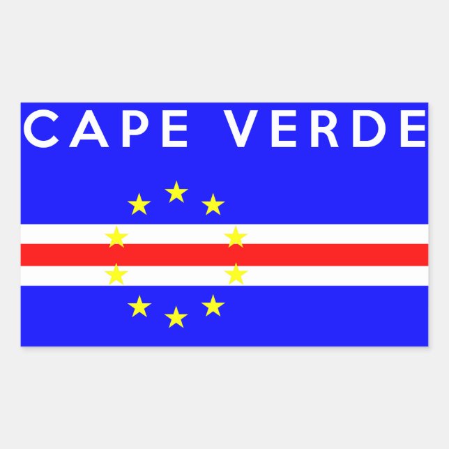 cape verde country flag symbol name text rectangular sticker (Front)