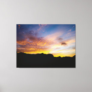 Cape Verde Fiery Sunset Mountain Photography Canvas Print