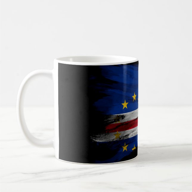 Cape Verde flag brush stroke, national flag Coffee Mug (Left)