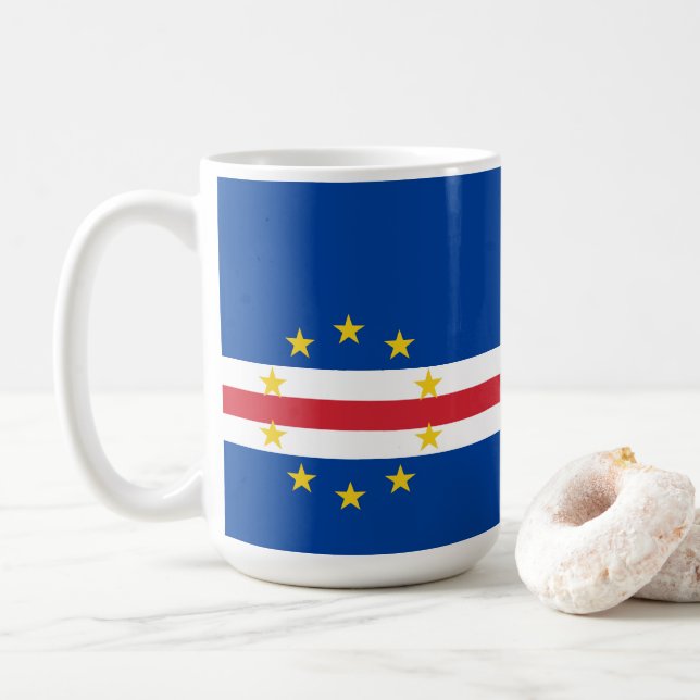 Cape Verde flag Coffee Mug (With Donut)