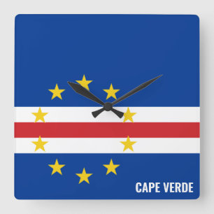 Cape Verde Flag Dazzling Patriotic Square Wall Clock