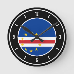 Cape Verde Flag Elegant Round Clock