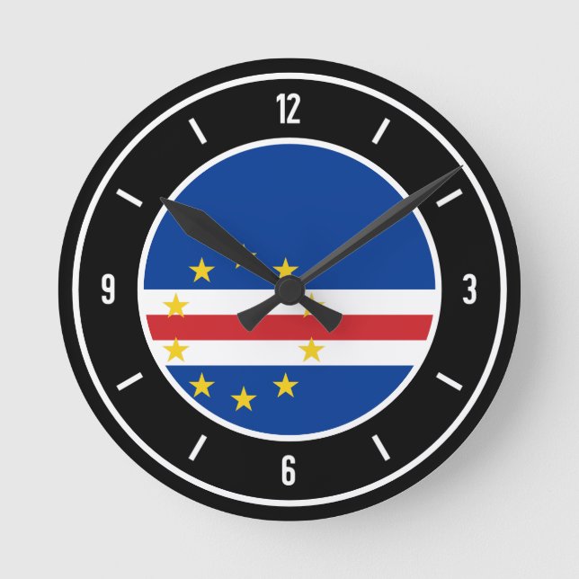 Cape Verde Flag Elegant Round Clock (Front)