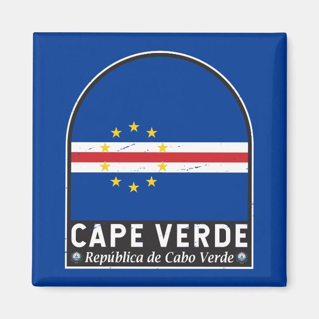 Cape Verde Flag Emblem Distressed Vintage Magnet (Front)