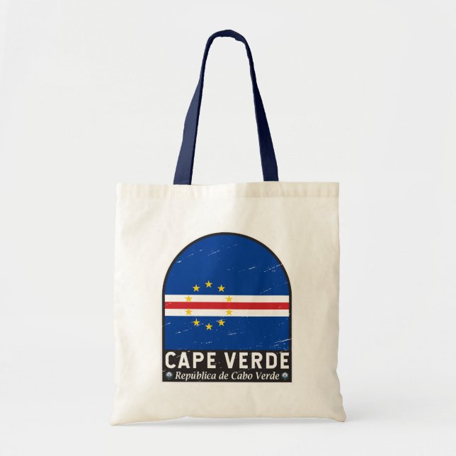 Cape Verde Flag Emblem Distressed Vintage Tote Bag (Front)