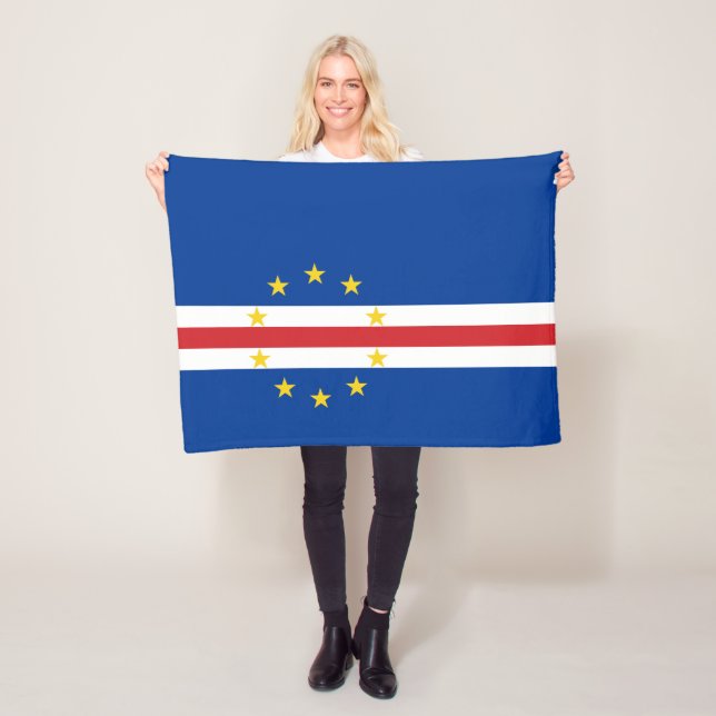 Cape Verde Flag Fleece Blanket (In Situ)