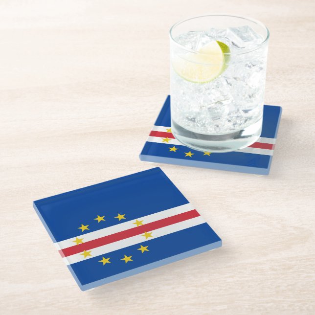 Cape Verde flag Glass Coaster (Angled)