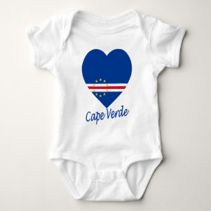 Cape Verde Flag Heart Baby Bodysuit