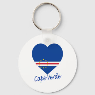 Cape Verde Flag Heart Key Ring