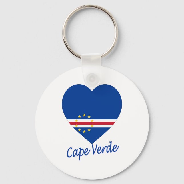Cape Verde Flag Heart Key Ring (Front)