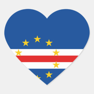 Cape Verde Flag Heart Sticker