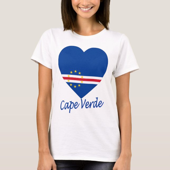 Cape Verde Flag Heart T-Shirt (Front)