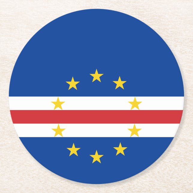 Cape Verde Flag Round Paper Coaster (Front)