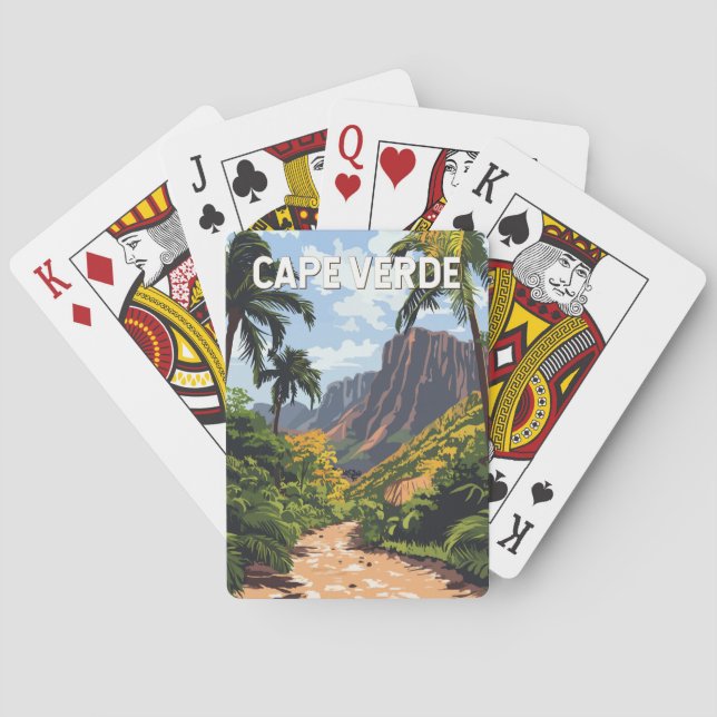 Cape Verde Illustration Travel Art Vintage Playing Cards (Back)