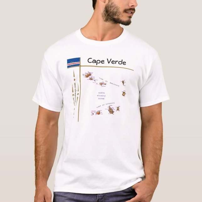 Cape Verde Map + Flag + Title T-Shirt (Front)
