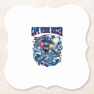 Cape Verde Soccer Skeleton Striker Nations Premium Paper Coaster
