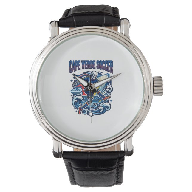 Cape Verde Soccer Skeleton Striker Nations Premium Watch (Front)