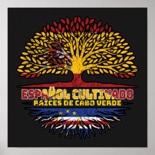 Cape Verde Spain Spanish Tree Roots Flag Poster