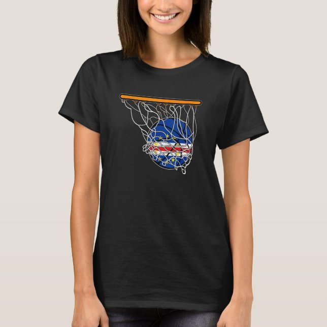 Cape Verde Sport Basketball Basket Ball Proud Flag T-Shirt (Front)