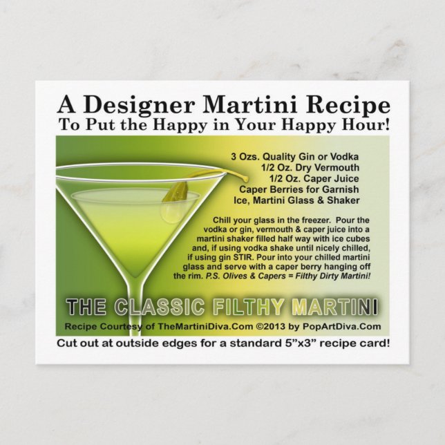 Caper Berry Filthy Martini Recipe Postcard (Front)