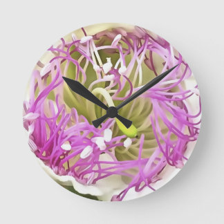 Caper Flower Blossom Botanical Art Round Clock