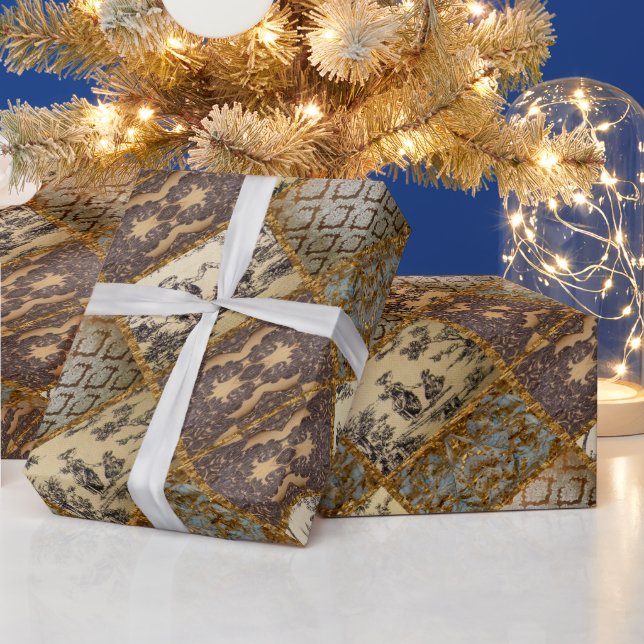 Capetian Elegant Quilt No. 5  French ToileT Wrapping Paper (Holidays)