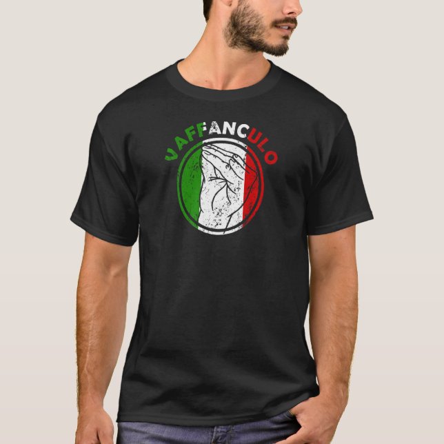 Capisci Vaffanculo Italian Flag Hand Gesture T-Shirt (Front)